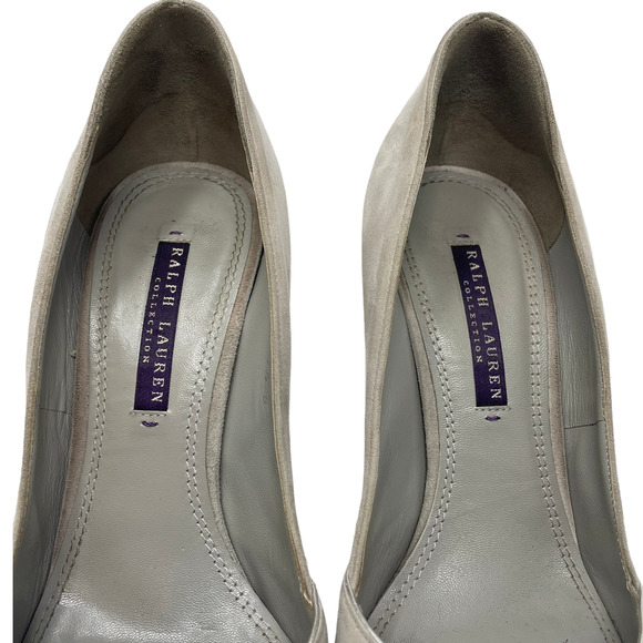 Ralph Lauren Collection Purple Label Gray Suede High Heels Size 7.5 - Picture 8 of 9